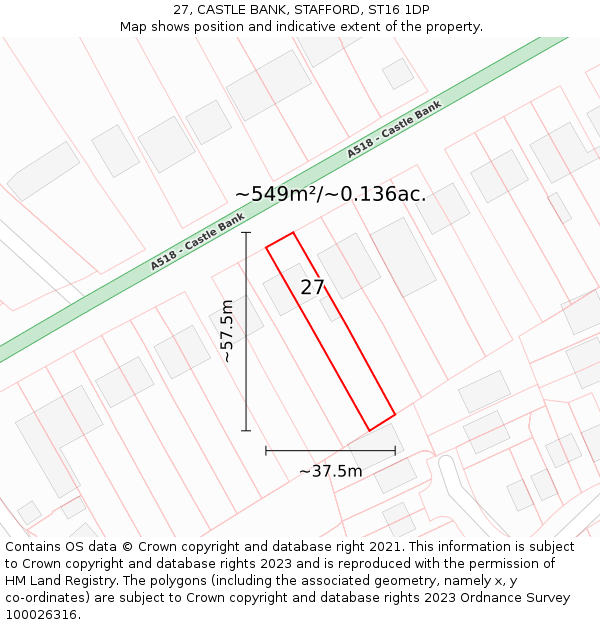 27, CASTLE BANK, STAFFORD, ST16 1DP: Plot and title map