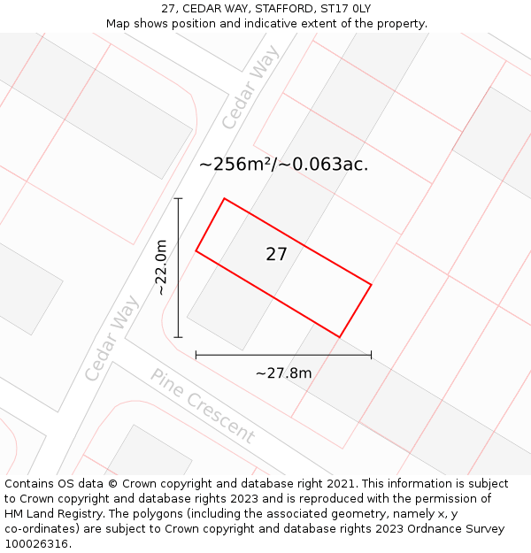 27, CEDAR WAY, STAFFORD, ST17 0LY: Plot and title map