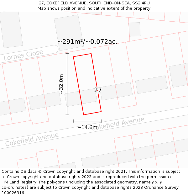 27, COKEFIELD AVENUE, SOUTHEND-ON-SEA, SS2 4PU: Plot and title map