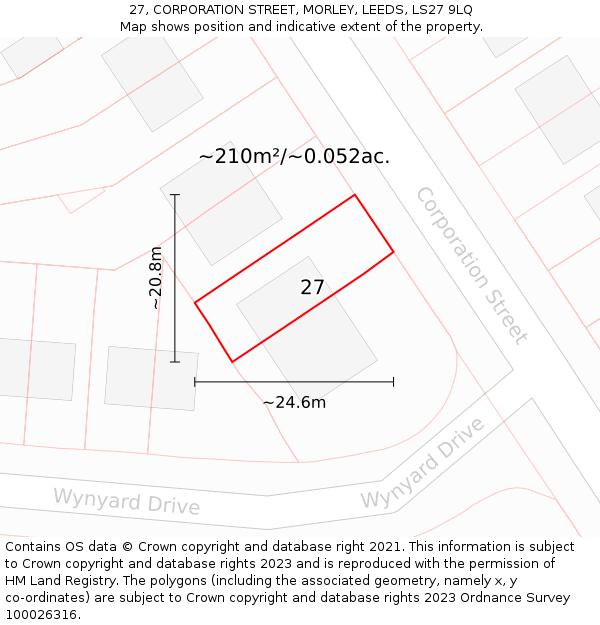 27, CORPORATION STREET, MORLEY, LEEDS, LS27 9LQ: Plot and title map