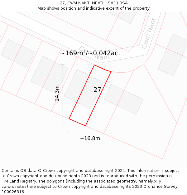 27, CWM NANT, NEATH, SA11 3SA: Plot and title map