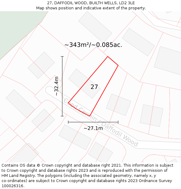 27, DAFFODIL WOOD, BUILTH WELLS, LD2 3LE: Plot and title map