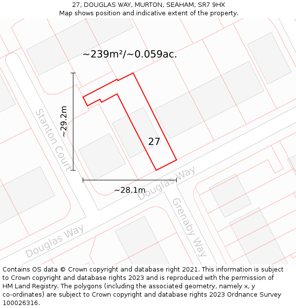 27, DOUGLAS WAY, MURTON, SEAHAM, SR7 9HX: Plot and title map