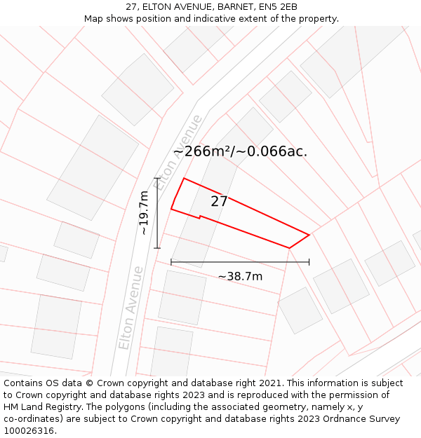 27, ELTON AVENUE, BARNET, EN5 2EB: Plot and title map