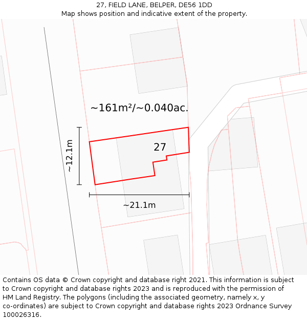 27, FIELD LANE, BELPER, DE56 1DD: Plot and title map