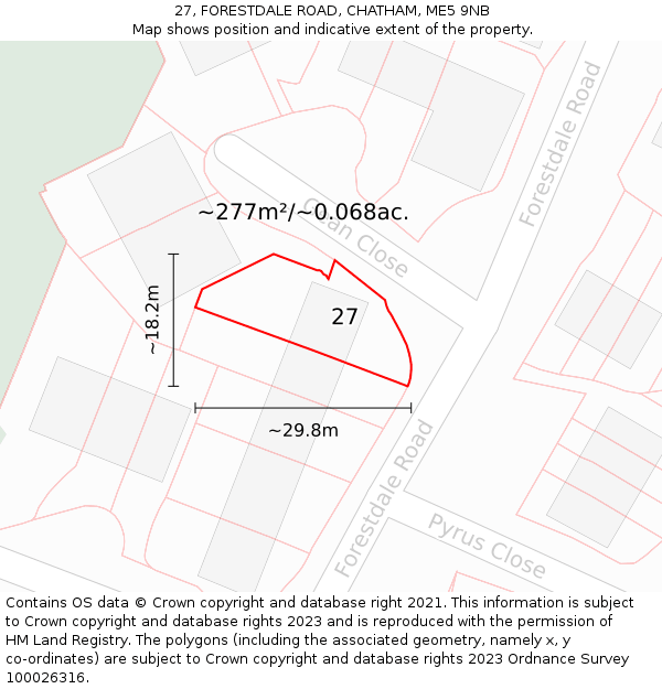 27, FORESTDALE ROAD, CHATHAM, ME5 9NB: Plot and title map