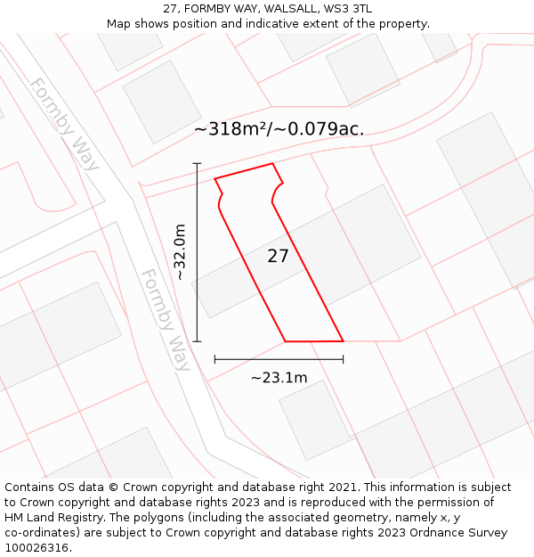 27, FORMBY WAY, WALSALL, WS3 3TL: Plot and title map