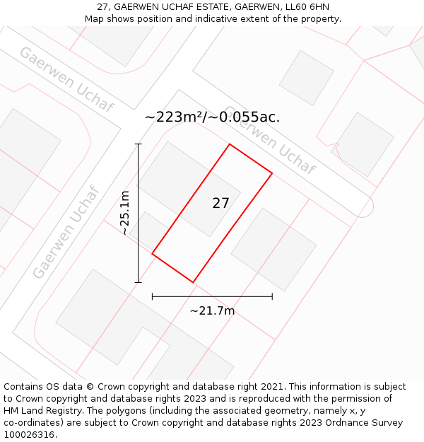 27, GAERWEN UCHAF ESTATE, GAERWEN, LL60 6HN: Plot and title map