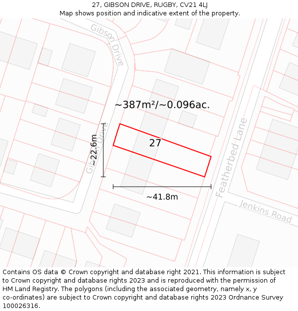 27, GIBSON DRIVE, RUGBY, CV21 4LJ: Plot and title map