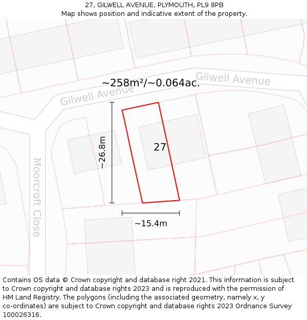 27, GILWELL AVENUE, PLYMOUTH, PL9 8PB: Plot and title map