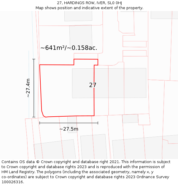 27, HARDINGS ROW, IVER, SL0 0HJ: Plot and title map