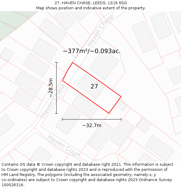 27, HAVEN CHASE, LEEDS, LS16 6SG: Plot and title map