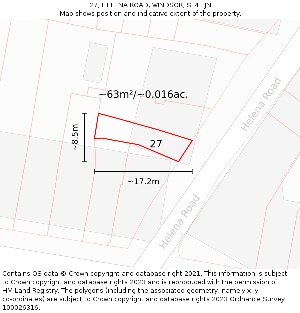 27, HELENA ROAD, WINDSOR, SL4 1JN: Plot and title map