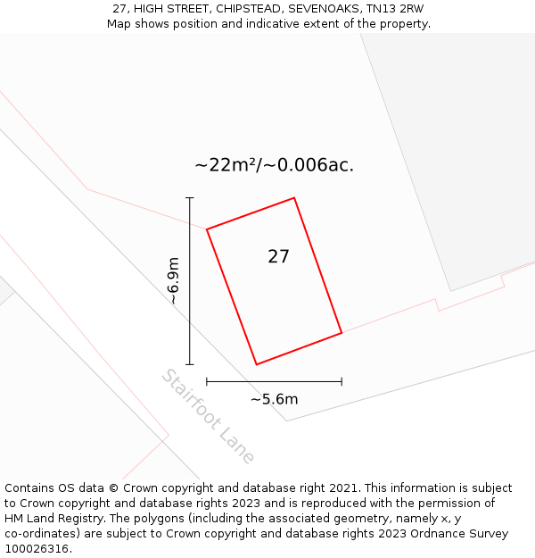 27, HIGH STREET, CHIPSTEAD, SEVENOAKS, TN13 2RW: Plot and title map