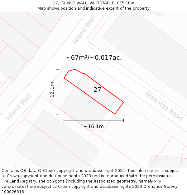 27, ISLAND WALL, WHITSTABLE, CT5 1EW: Plot and title map