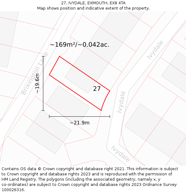 27, IVYDALE, EXMOUTH, EX8 4TA: Plot and title map