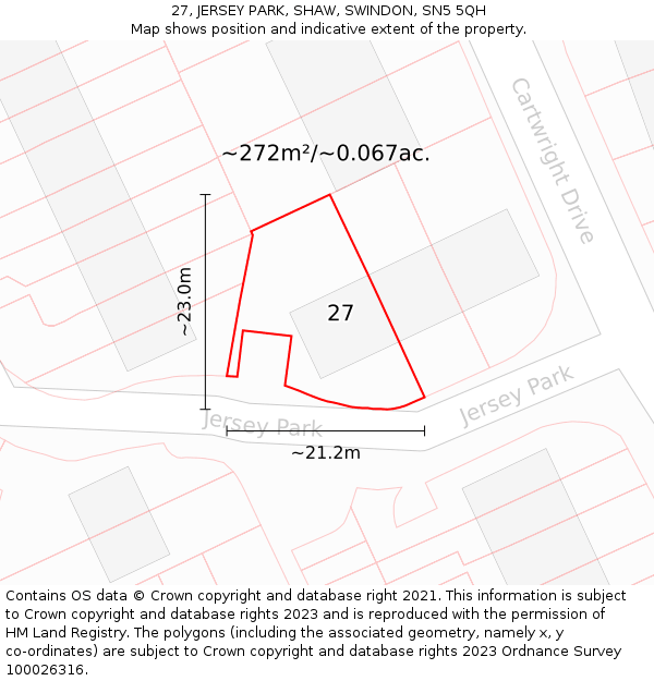 27, JERSEY PARK, SHAW, SWINDON, SN5 5QH: Plot and title map