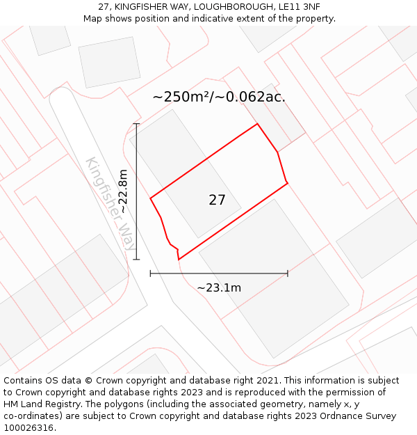 27, KINGFISHER WAY, LOUGHBOROUGH, LE11 3NF: Plot and title map