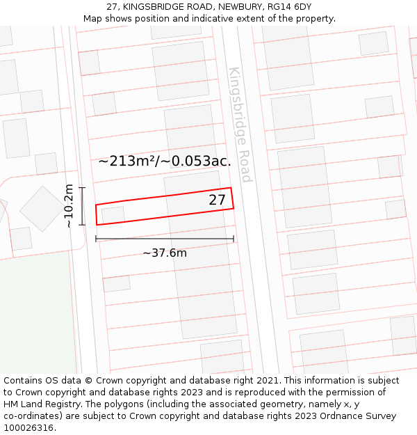 27, KINGSBRIDGE ROAD, NEWBURY, RG14 6DY: Plot and title map