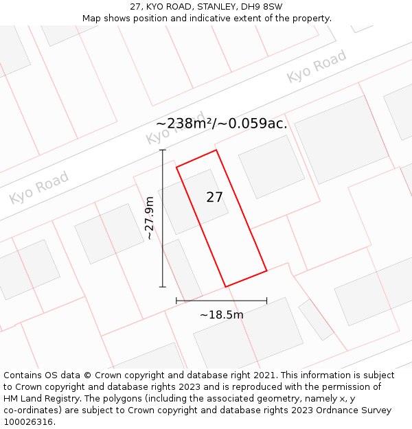 27, KYO ROAD, STANLEY, DH9 8SW: Plot and title map