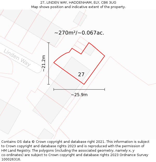 27, LINDEN WAY, HADDENHAM, ELY, CB6 3UG: Plot and title map