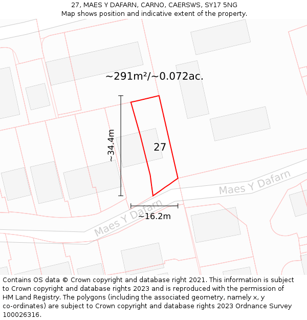 27, MAES Y DAFARN, CARNO, CAERSWS, SY17 5NG: Plot and title map