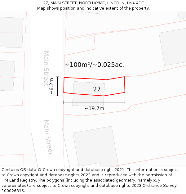 27, MAIN STREET, NORTH KYME, LINCOLN, LN4 4DF: Plot and title map