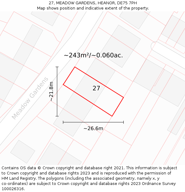 27, MEADOW GARDENS, HEANOR, DE75 7PH: Plot and title map