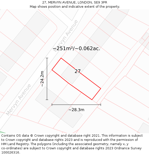 27, MERVYN AVENUE, LONDON, SE9 3PR: Plot and title map