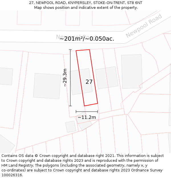 27, NEWPOOL ROAD, KNYPERSLEY, STOKE-ON-TRENT, ST8 6NT: Plot and title map