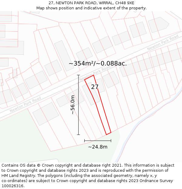 27, NEWTON PARK ROAD, WIRRAL, CH48 9XE: Plot and title map