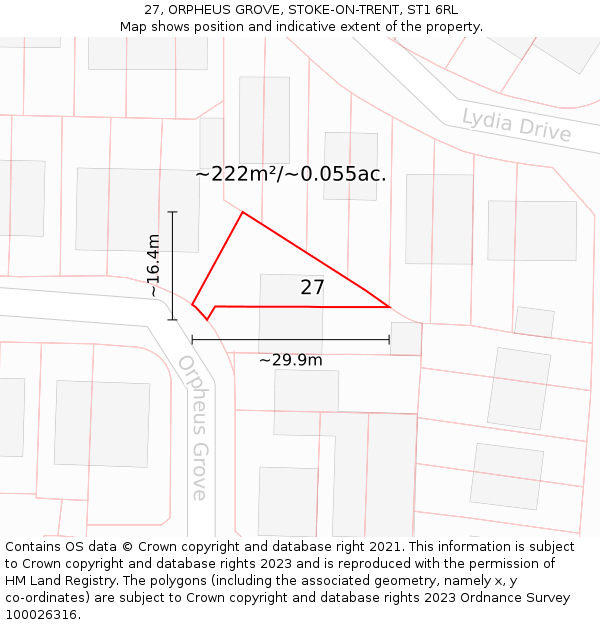 27, ORPHEUS GROVE, STOKE-ON-TRENT, ST1 6RL: Plot and title map