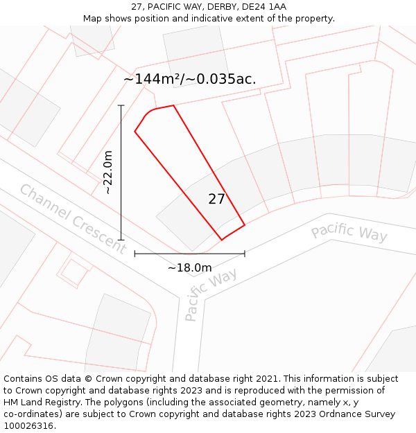 27, PACIFIC WAY, DERBY, DE24 1AA: Plot and title map