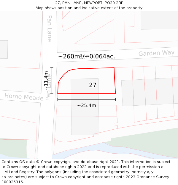 27, PAN LANE, NEWPORT, PO30 2BP: Plot and title map