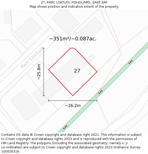 27, PARC LOKTUDI, FISHGUARD, SA65 9AF: Plot and title map