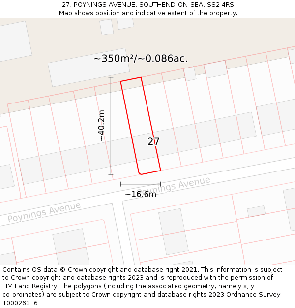 27, POYNINGS AVENUE, SOUTHEND-ON-SEA, SS2 4RS: Plot and title map