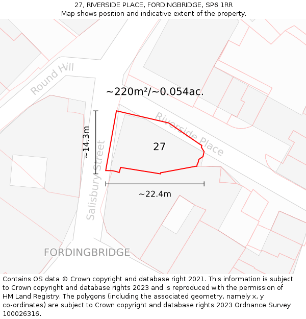 27, RIVERSIDE PLACE, FORDINGBRIDGE, SP6 1RR: Plot and title map