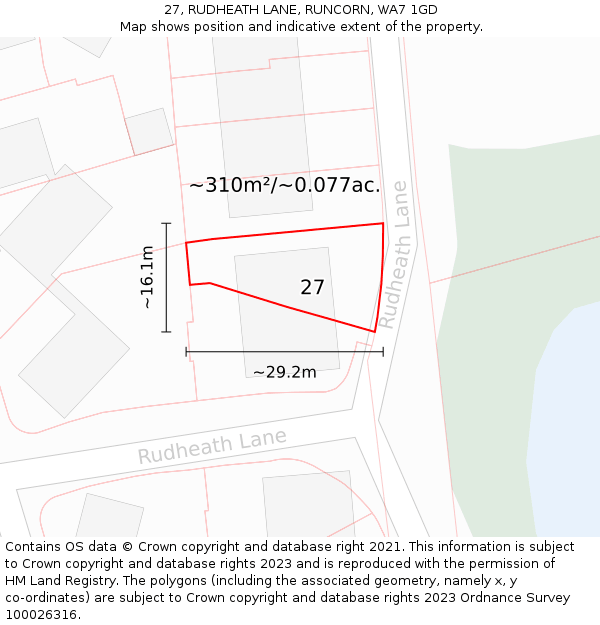 27, RUDHEATH LANE, RUNCORN, WA7 1GD: Plot and title map