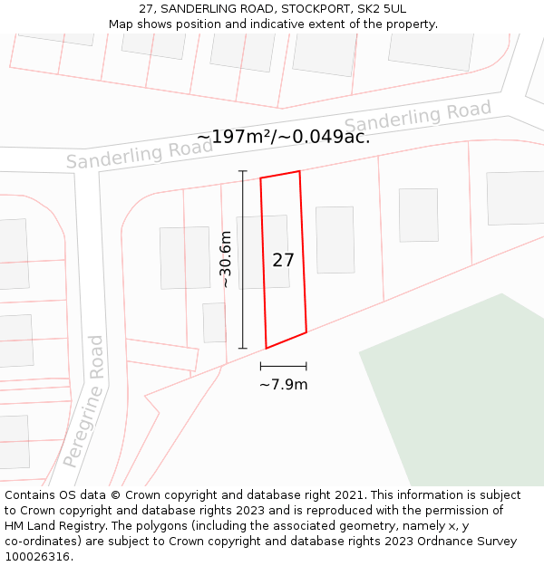 27, SANDERLING ROAD, STOCKPORT, SK2 5UL: Plot and title map