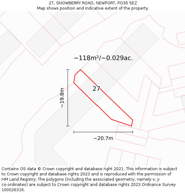 27, SNOWBERRY ROAD, NEWPORT, PO30 5EZ: Plot and title map