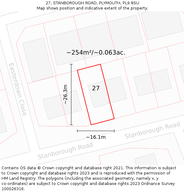 27, STANBOROUGH ROAD, PLYMOUTH, PL9 8SU: Plot and title map