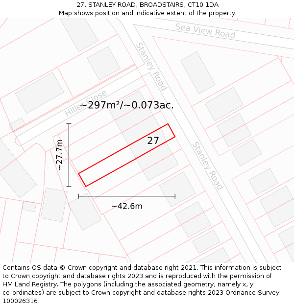 27, STANLEY ROAD, BROADSTAIRS, CT10 1DA: Plot and title map