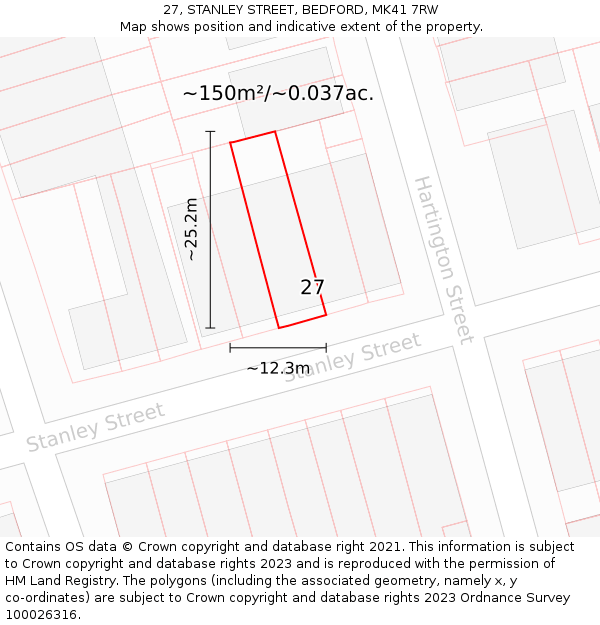 27, STANLEY STREET, BEDFORD, MK41 7RW: Plot and title map