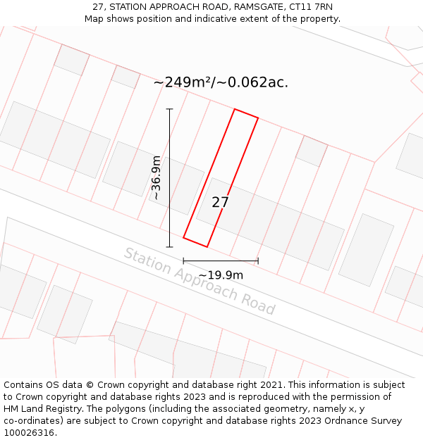 27, STATION APPROACH ROAD, RAMSGATE, CT11 7RN: Plot and title map