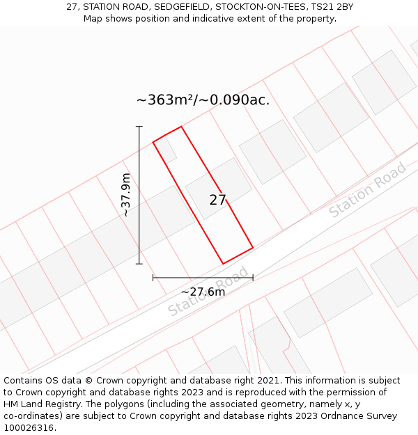 27, STATION ROAD, SEDGEFIELD, STOCKTON-ON-TEES, TS21 2BY: Plot and title map