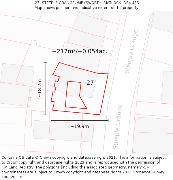 27, STEEPLE GRANGE, WIRKSWORTH, MATLOCK, DE4 4FS: Plot and title map