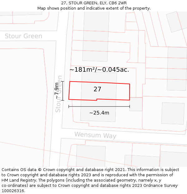 27, STOUR GREEN, ELY, CB6 2WR: Plot and title map