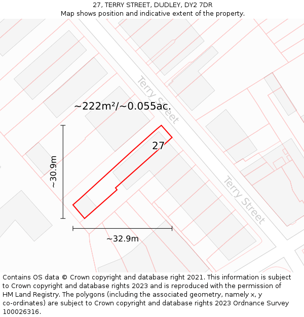 27, TERRY STREET, DUDLEY, DY2 7DR: Plot and title map