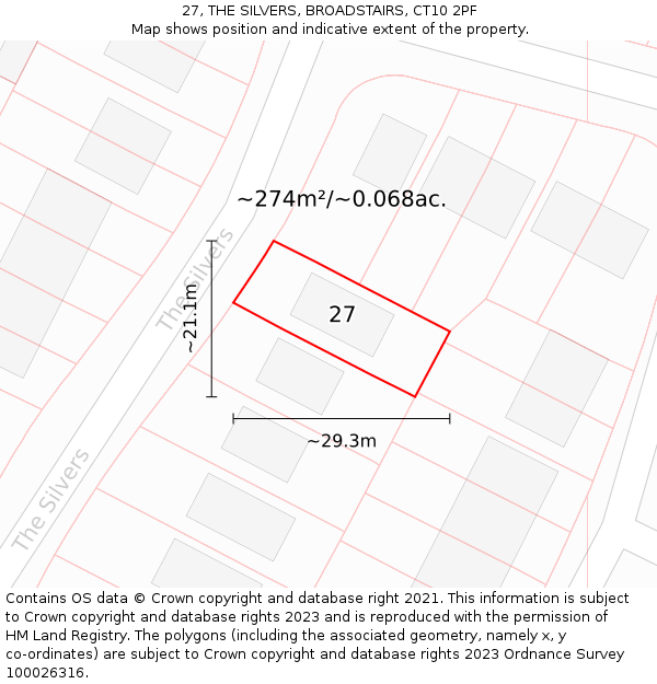 27, THE SILVERS, BROADSTAIRS, CT10 2PF: Plot and title map