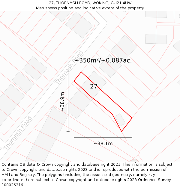 27, THORNASH ROAD, WOKING, GU21 4UW: Plot and title map